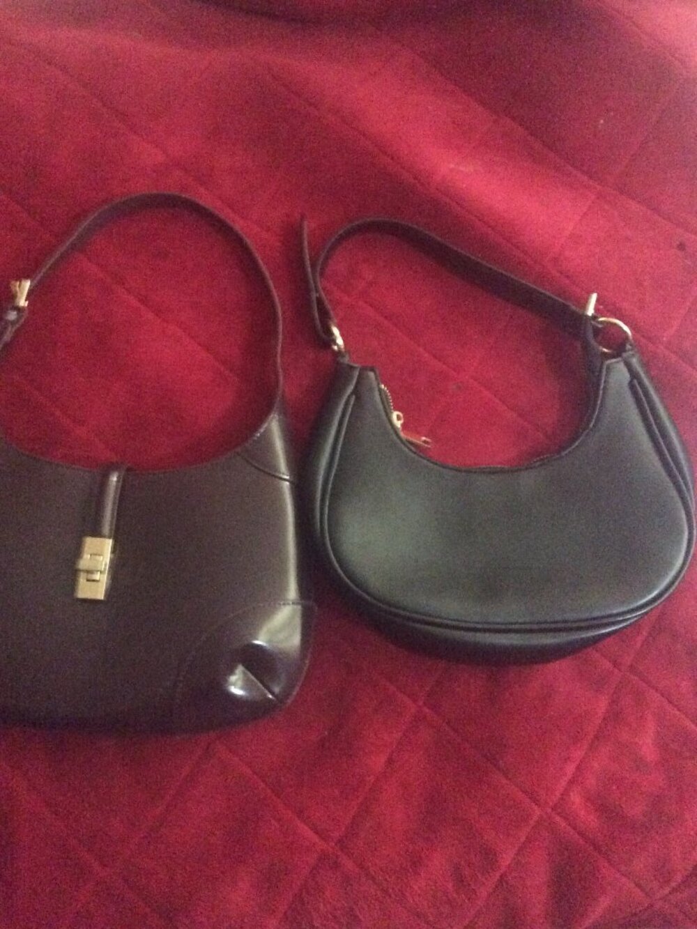 2 H&M Patent & BAM FOREVER Hand Bags in Brown and Black